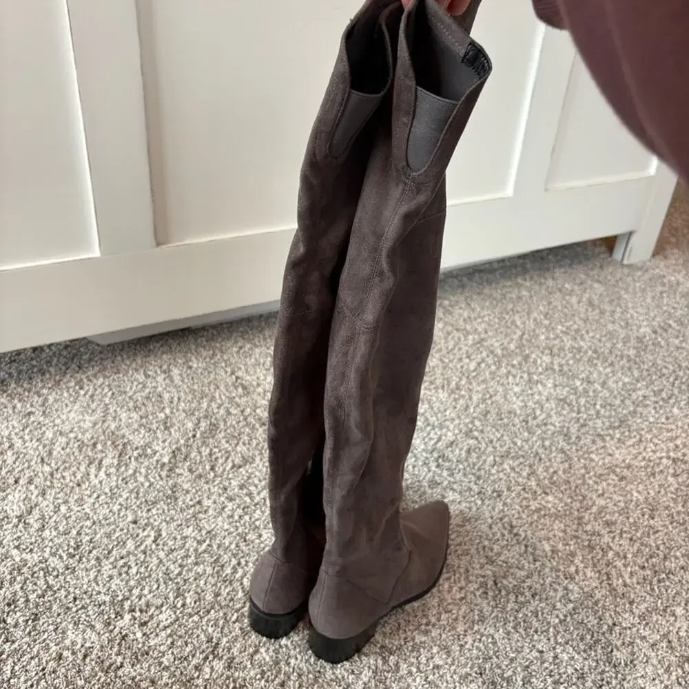 Marc Fisher Women's Yakira Over the Knee Suede Boots in Gray Size 7